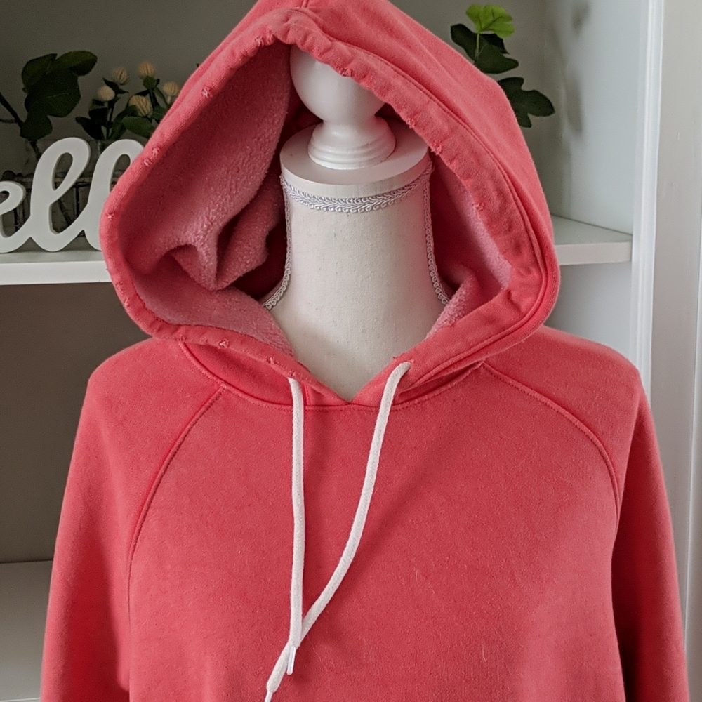 Mossimo Distressed Red Hooded Sweatshirt XL - Picture 3 of 9
